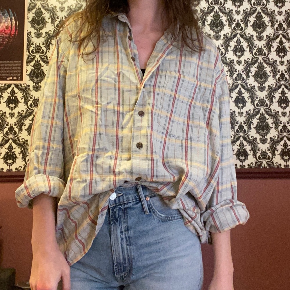 90s Vintage Plaid Button Up